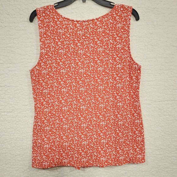 Croft & Barrow Women's Top Size Petite Lg Coral Orange Rayon Stretch Sleeveless - Picture 2 of 8